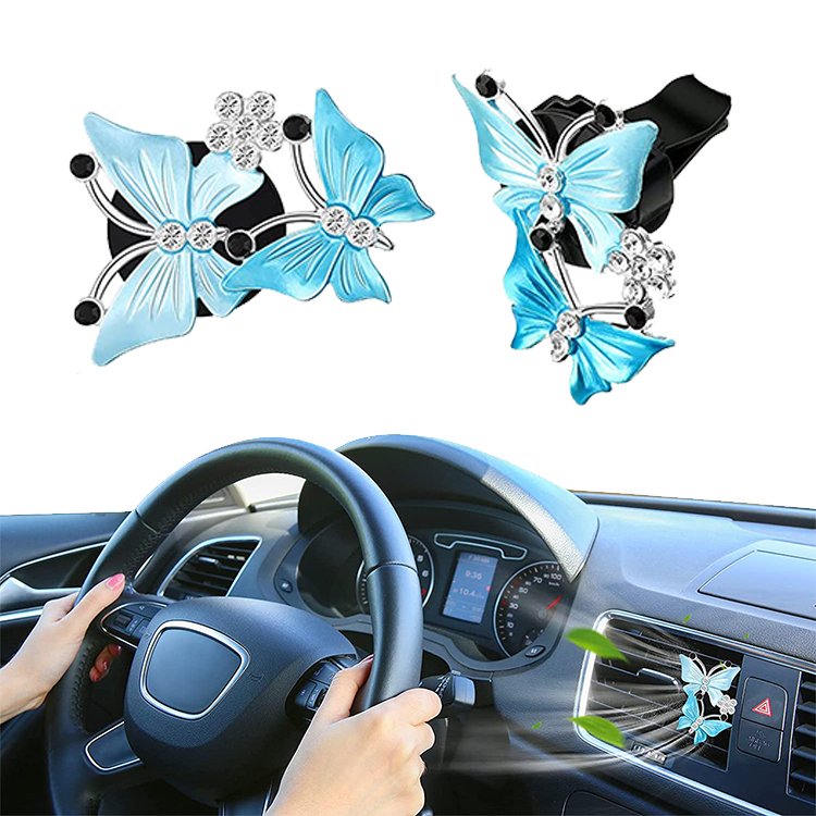 Crystal Girls Shiny Butterfly Lady Car Freshener Ornaments Air Conditioning Outlet Fragrance Interior Accessories