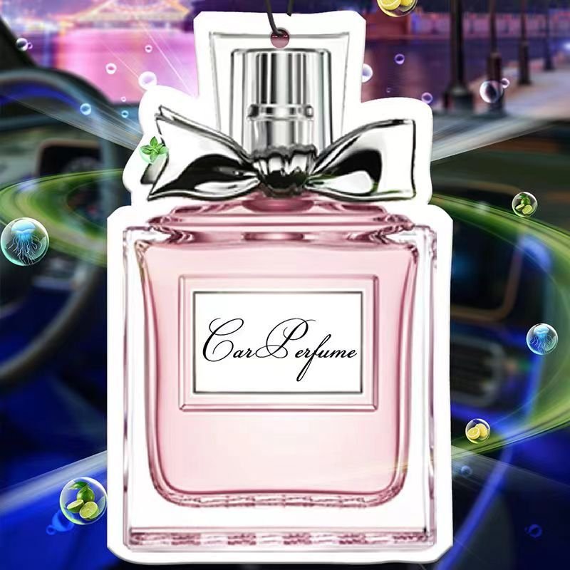 Perfume Bottle Shape Air Freshener Car Custom Logo Long Lasting Scent Fragrance Car Perfume Card Scented Paper Card