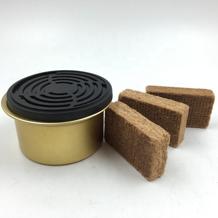 No MOQ limit Factory hot selling Custom Scents Organic Fiber Block Can Tin Car Air Freshener Wooden Block