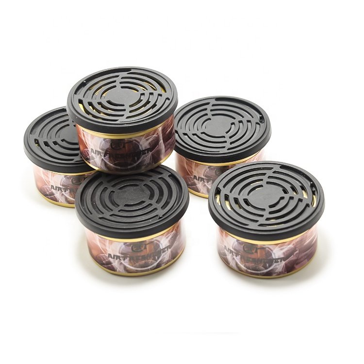 No MOQ limit Factory hot selling Custom Scents Organic Fiber Block Can Tin Car Air Freshener Wooden Block