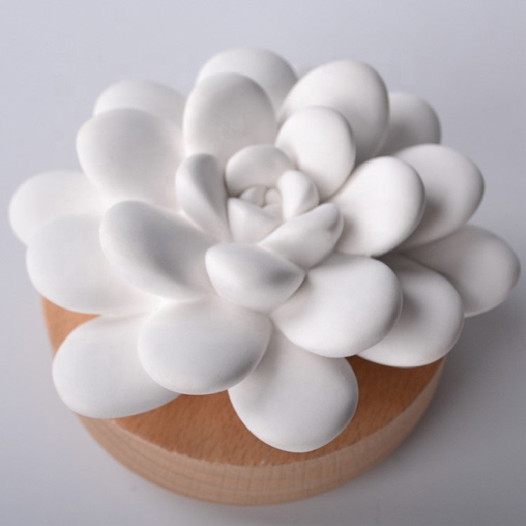 Stocked Wholesale Car Air Freshener Wooden Base Scented Ceramic Aroma Plaster Flower Home Fragrance Essential Oil Diffuser