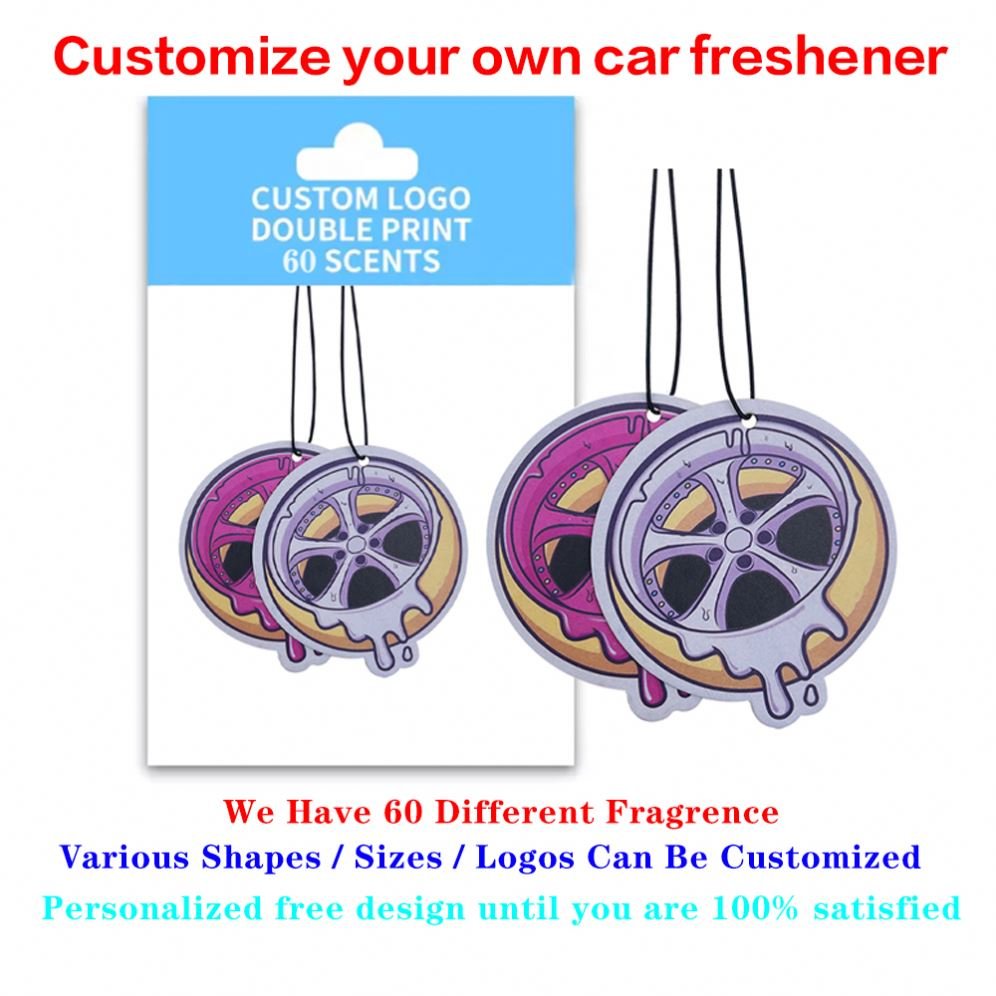 Personalized Custom logo Paper Car Hanging Car Air fragrance Freshener for Different Shapes Scents