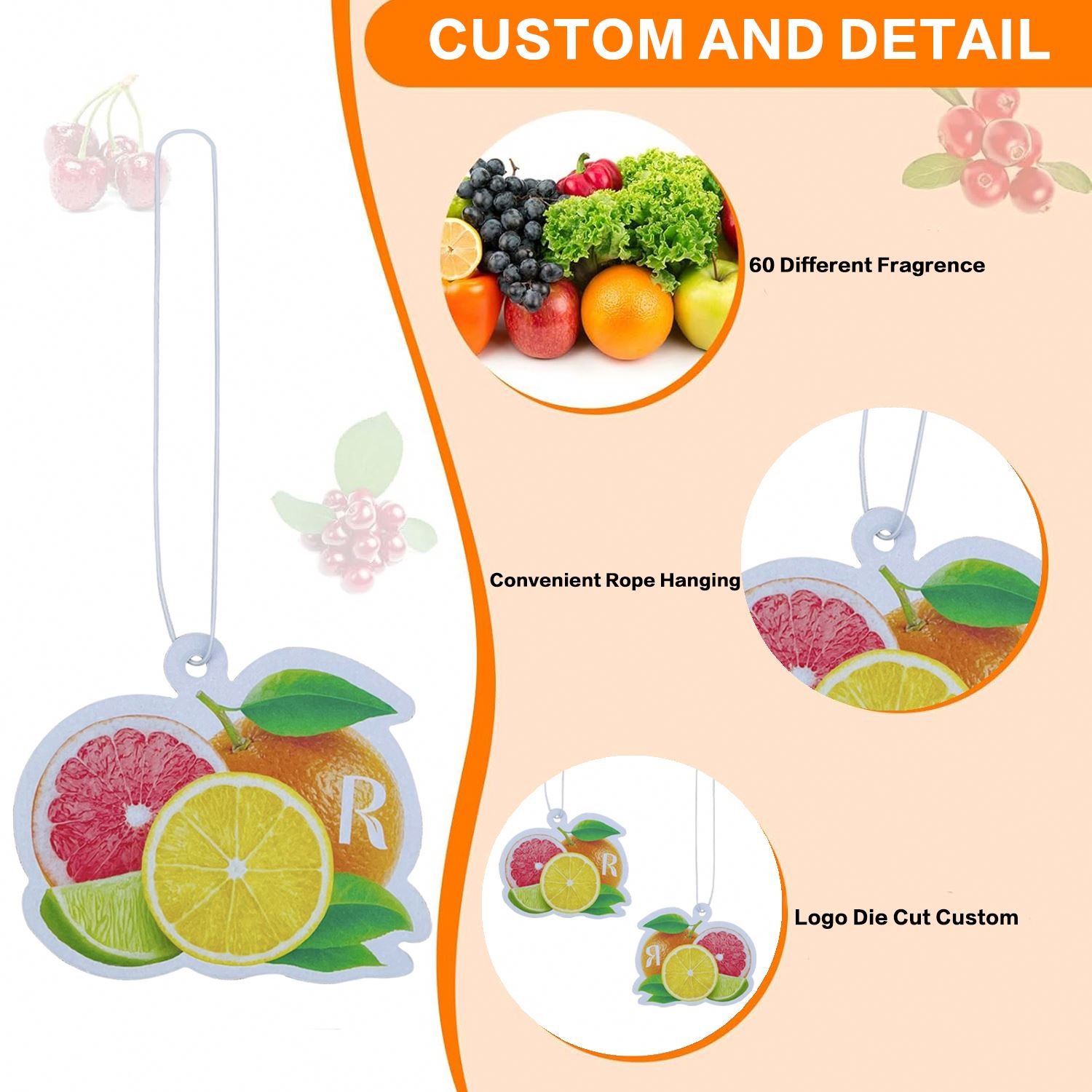 Personalized Custom logo Paper Car Hanging Car Air fragrance Freshener for Different Shapes Scents