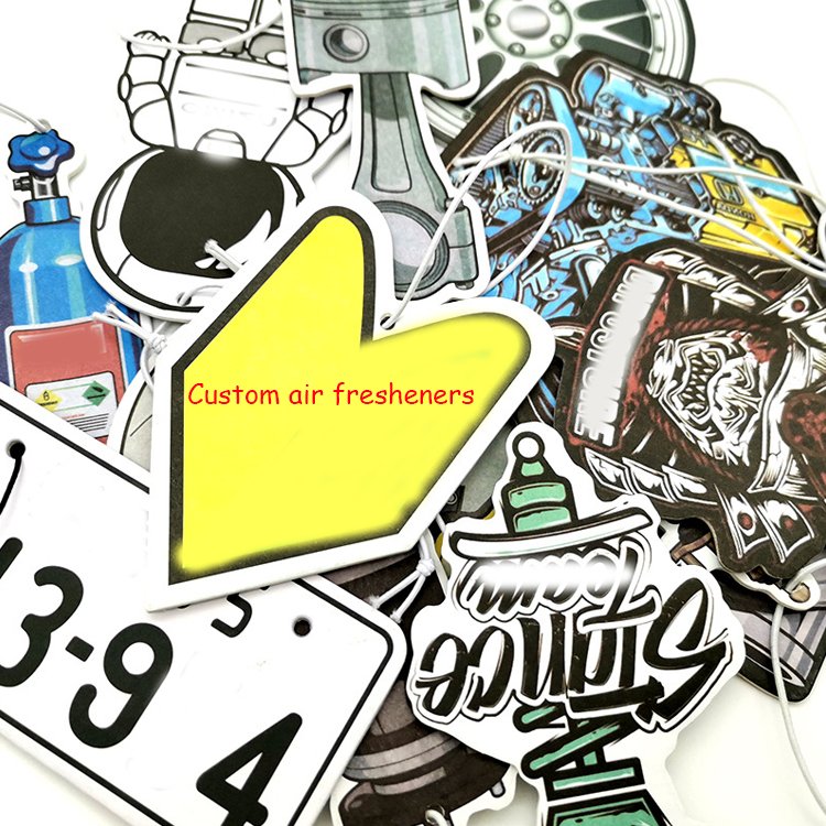 New Design Custom Cute Cartoon Shaped Cotton Paper Different Scents Hanging Car Air Fresheners With Blind Box