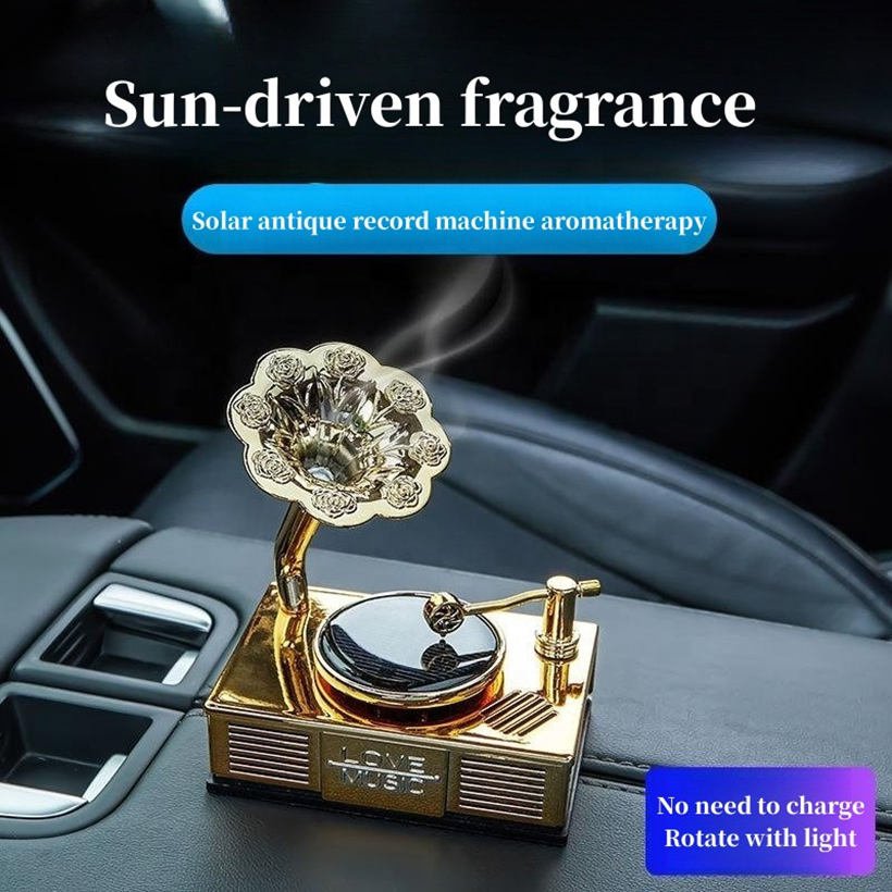 Record Player Design Long Lasting Car perfume Energy Rotating Alloy Car Air Freshener