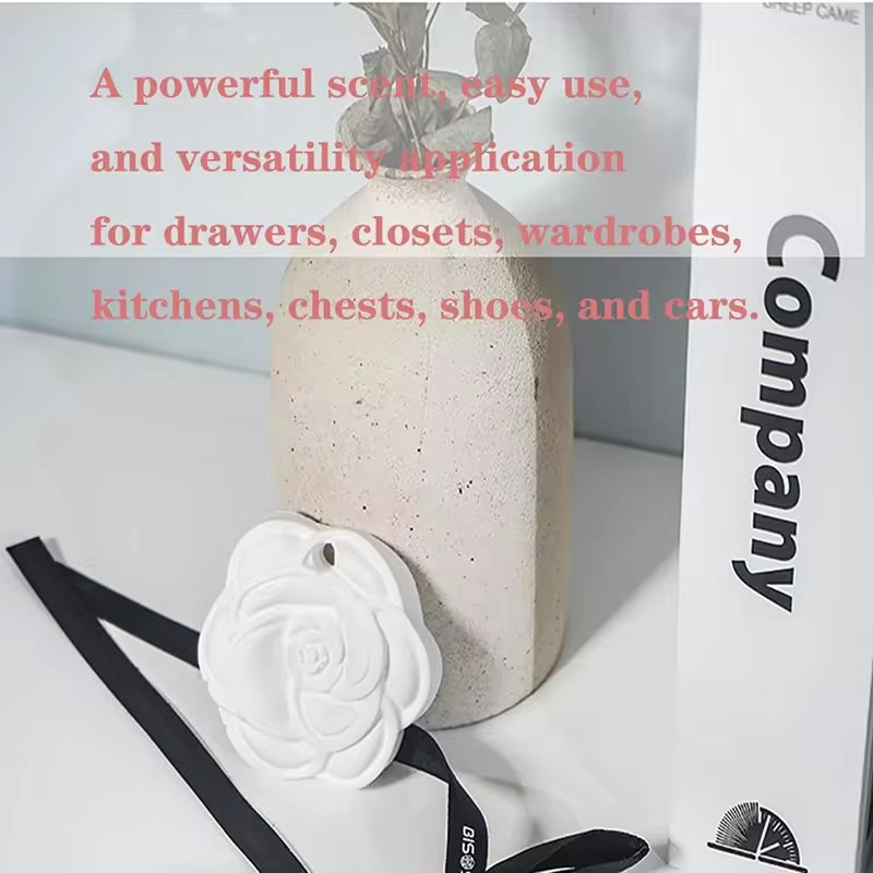 Car Air Freshener Drawer and Closet Rose Scented Ceramic, Sachet Car Scent Gifts for Men and Women