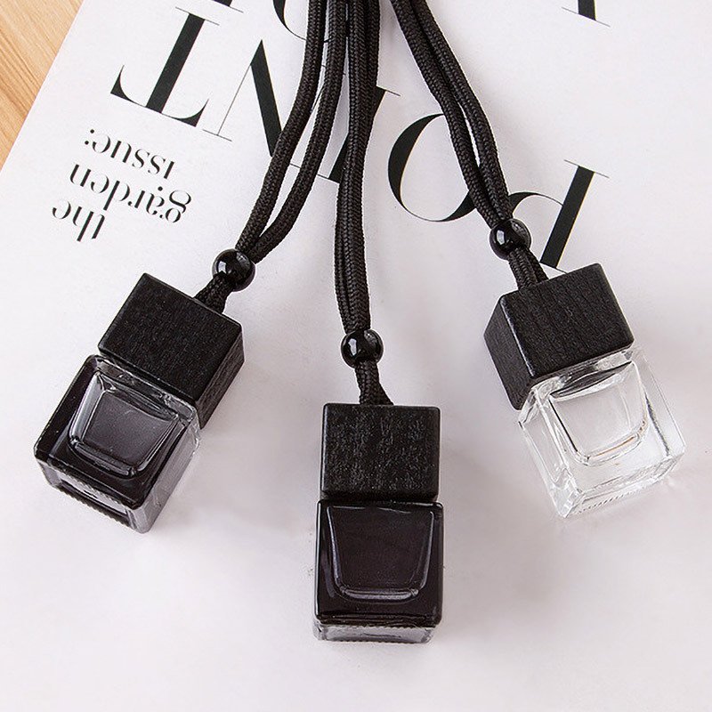 Wholesale Custom 8ml Black Perfume Bottle Car Diffuser Essential Hanging Flower Fragrance Oil Diffuser Car Stone Air Freshener