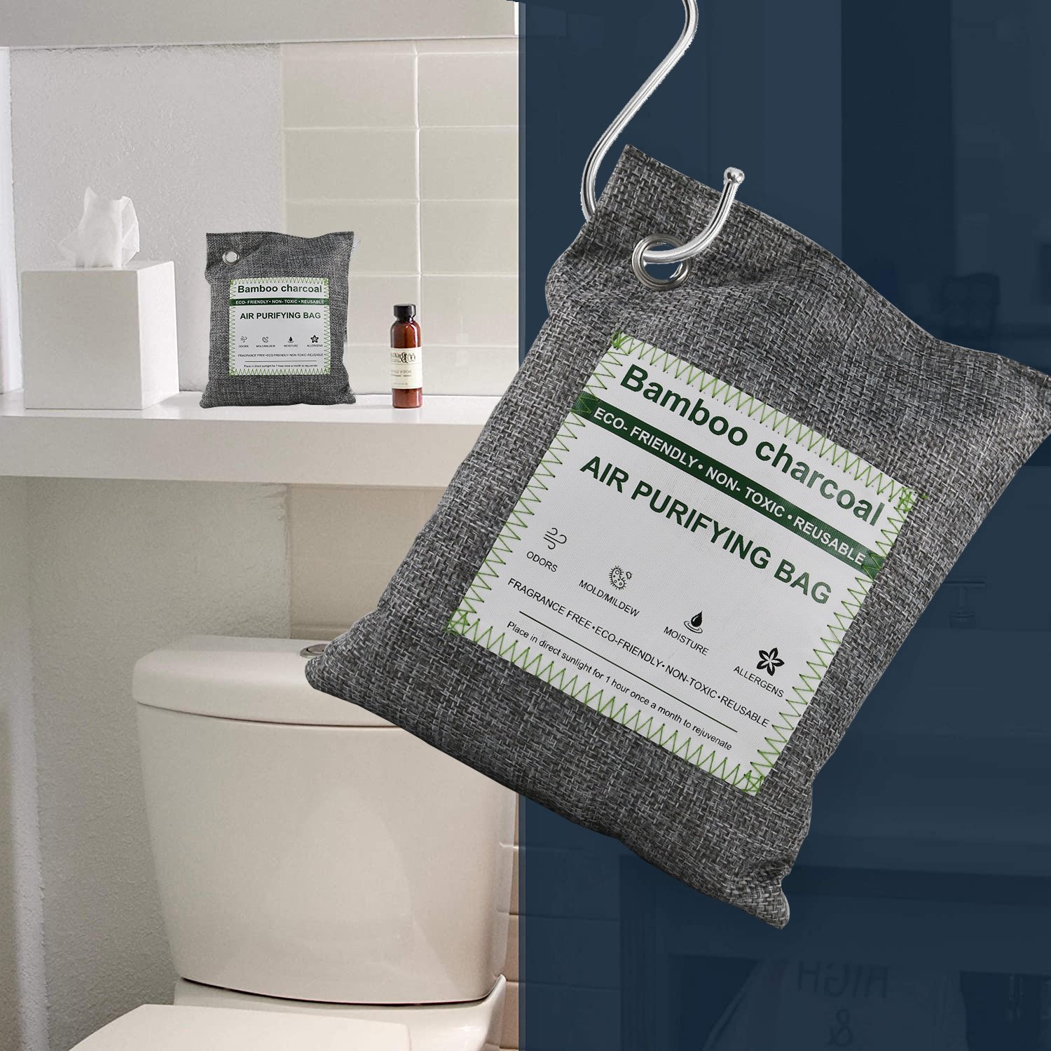 200g Bamboo Charcoal Bag Air Fresheners for Home or Car by House Edition Natural Bamboo Charcoal Air Purifying Bag Odor Absorber