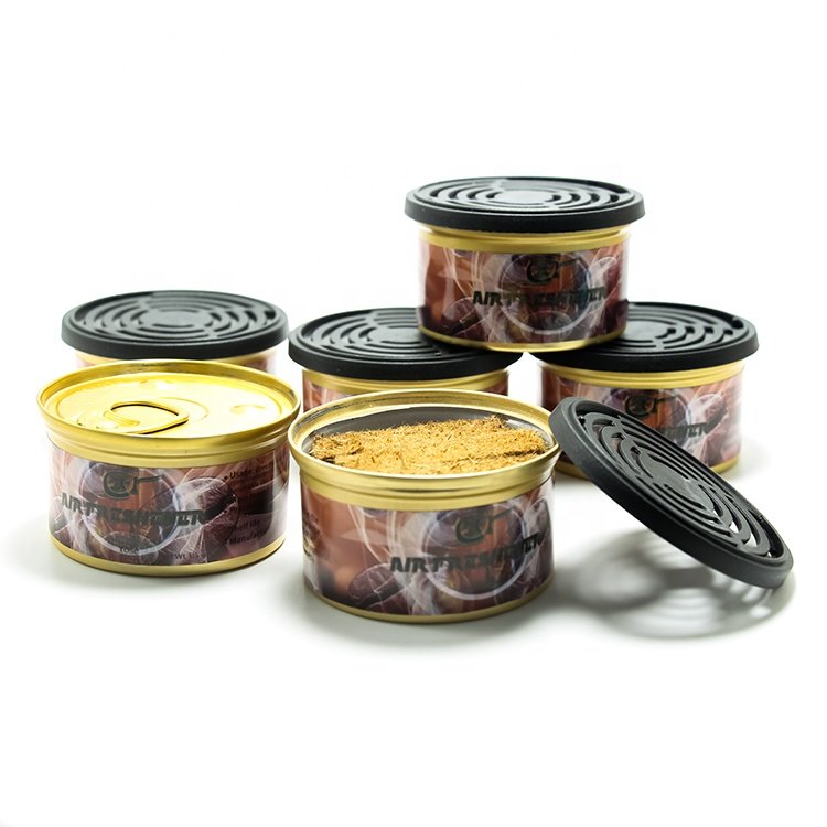Customized Wooden block Tin can Car air freshener Scents Organic Fiber Block with perfume or without perfume Bulk cargo