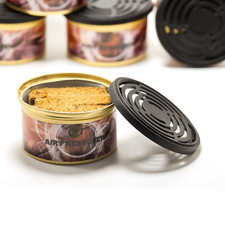 Customized Wooden block Tin can Car air freshener Scents Organic Fiber Block with perfume or without perfume Bulk cargo