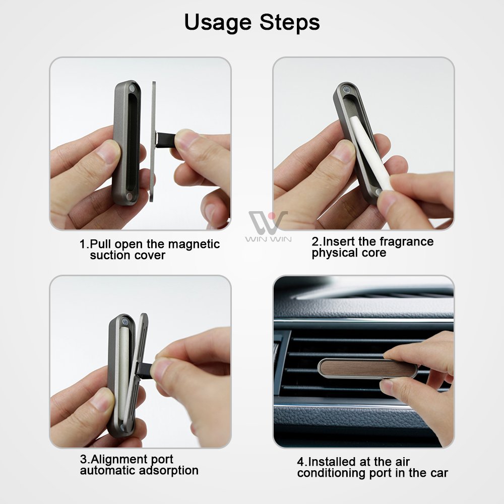 Luxury Magnetic Car Freshener Aromatic Solid Perfume Diffuser with Solid Scent Custom Manufacturer Vent Clip