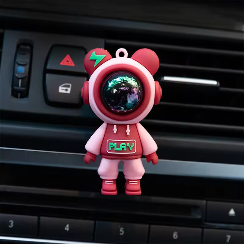 Cute funny cartoon car air freshener ornament decoration complete car vent clip perfume astronaut statue accessories