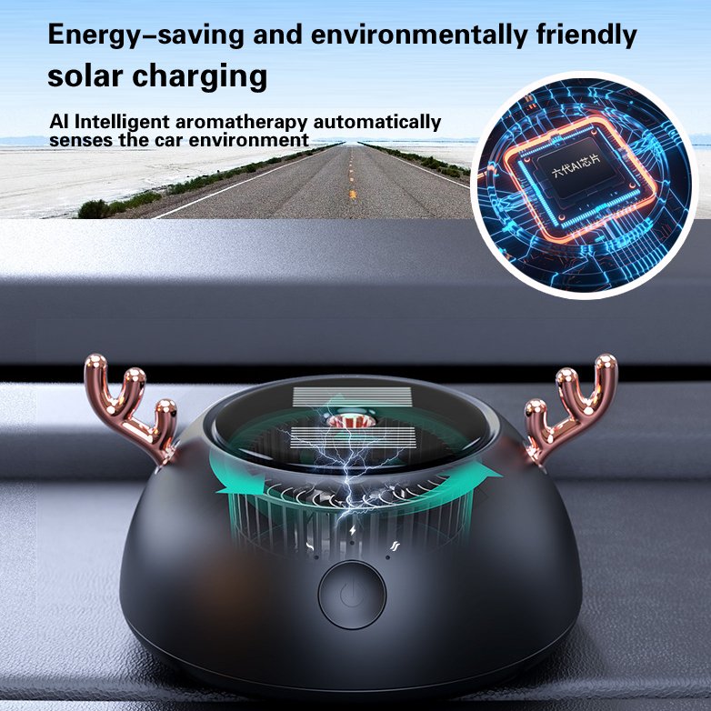 Online Wholesaletor Cool Car Freshener Solar Energy Car Aromatherapy Deer Number Plate
