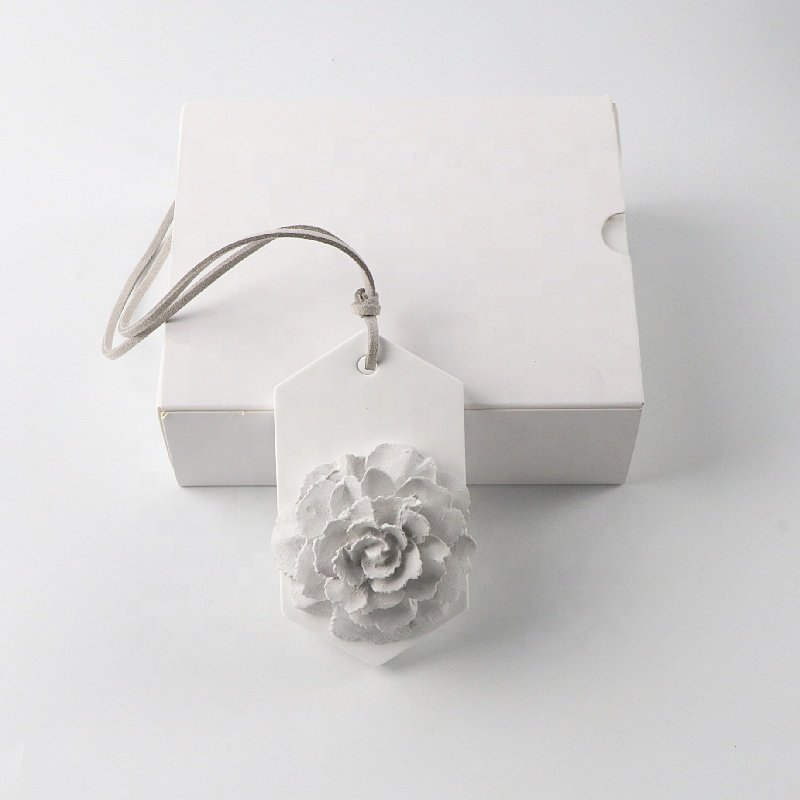 Home Wardrobe Hanging Car Air Freshener Aromatherapy Handmade Ceramic Flower Aroma Porcelain Plaster Fragrance Oil Diffuser