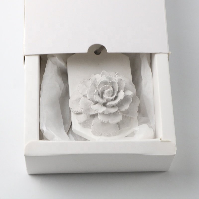 Home Wardrobe Hanging Car Air Freshener Aromatherapy Handmade Ceramic Flower Aroma Porcelain Plaster Fragrance Oil Diffuser
