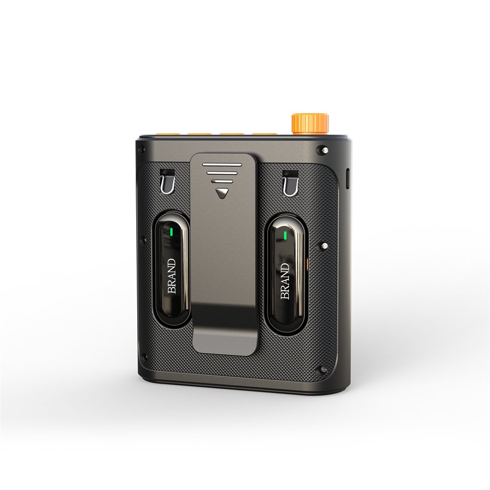 Portable Bluetooth Audio Amplifier with Two Wireless Clip Mics, Feedback Control, Designed for Teaching, Tours, and Music Events