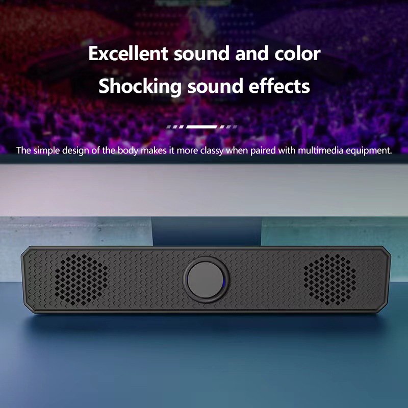 Long Bluetooth Speaker Led Light Laptop USB Knob Wired Speaker Sound Blaster Subwoofer USB Wired Sound Bar Speaker