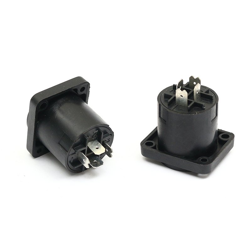 OEM Free Sample 8000-8500 Plug and unplug lifespan Audio Speaker Connector Microphone Ohm Head Square 4core Audio Speaker Socket