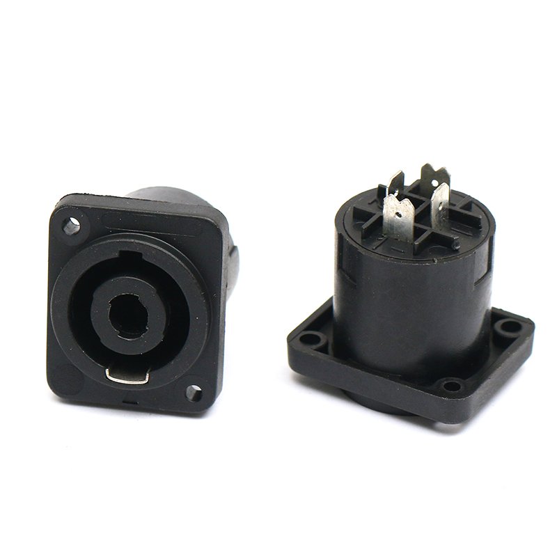 OEM Free Sample 8000-8500 Plug and unplug lifespan Audio Speaker Connector Microphone Ohm Head Square 4core Audio Speaker Socket