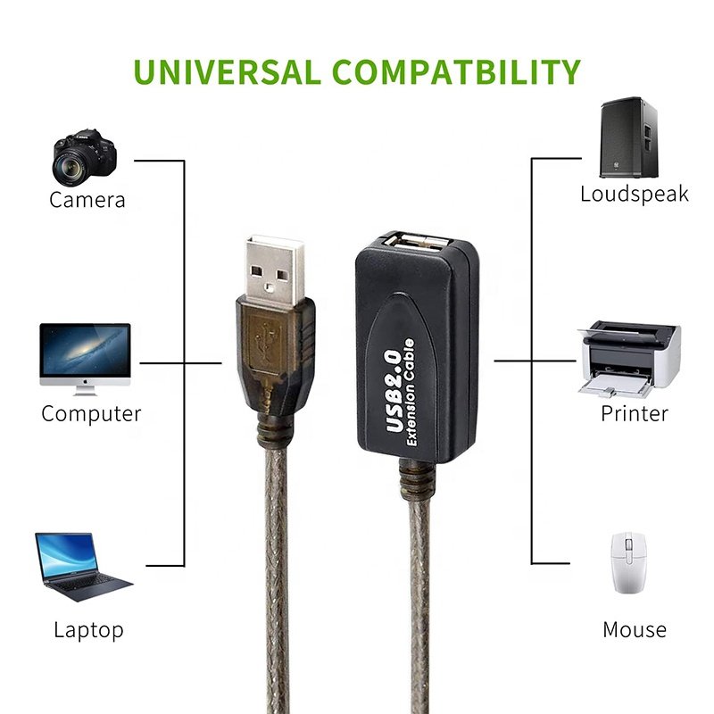 USB 2.0 a Male to a Female Amplifier Repeater Active Signal Amplifier USB2.0 Male-Female Extension Booster Cable 5M 10M 20M 30M
