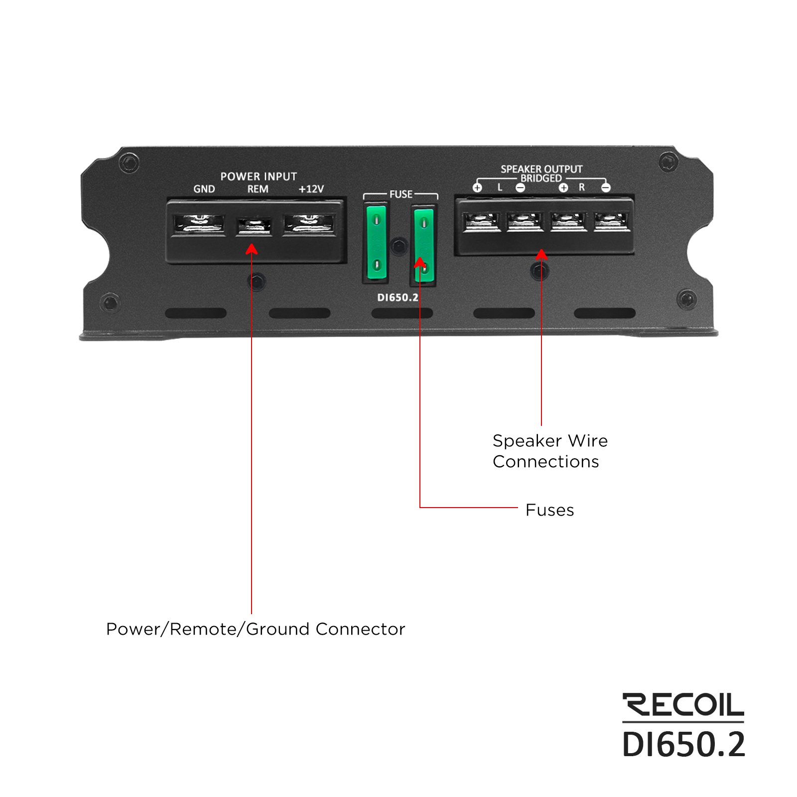 DI650.2 Full-Range Class-D 2-Channel Car Audio Amplifier, 1,400 Watts, 2-4 Ohm Stable, MOSFET Power Supply