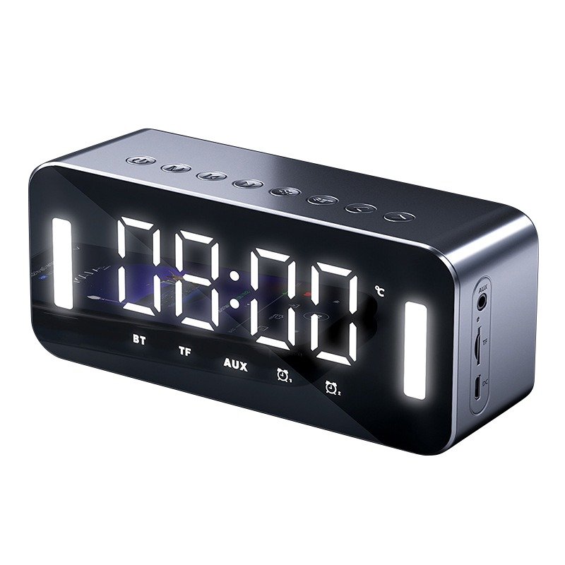 Latest products BT speaker wireless mini Alarm clock night light Subwoofer High sound quality Mirror speaker H8