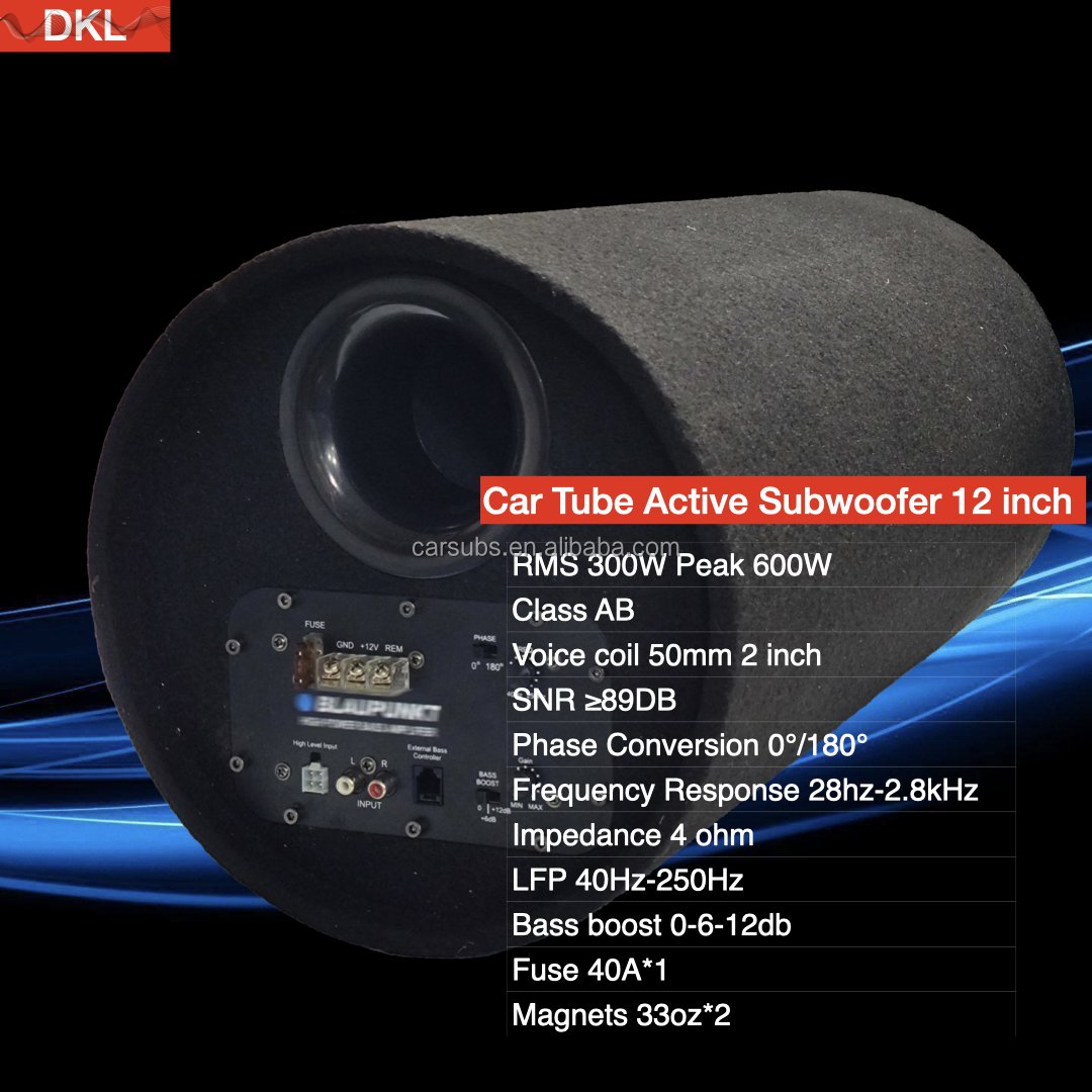 OEM Strong Bass Vented Car Tube Active Subwoofer 8 10 12 Inch Car Subwoofer with Amplifier