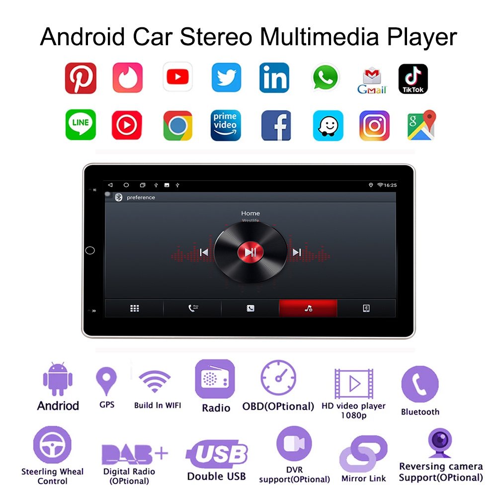 13.3inch Inch IPS Screen Android Car Stereo with 360 Camera for TOYOTA TUNDRA/SEQUOIA 2014 - 2018 with GPS BT 4G SIM