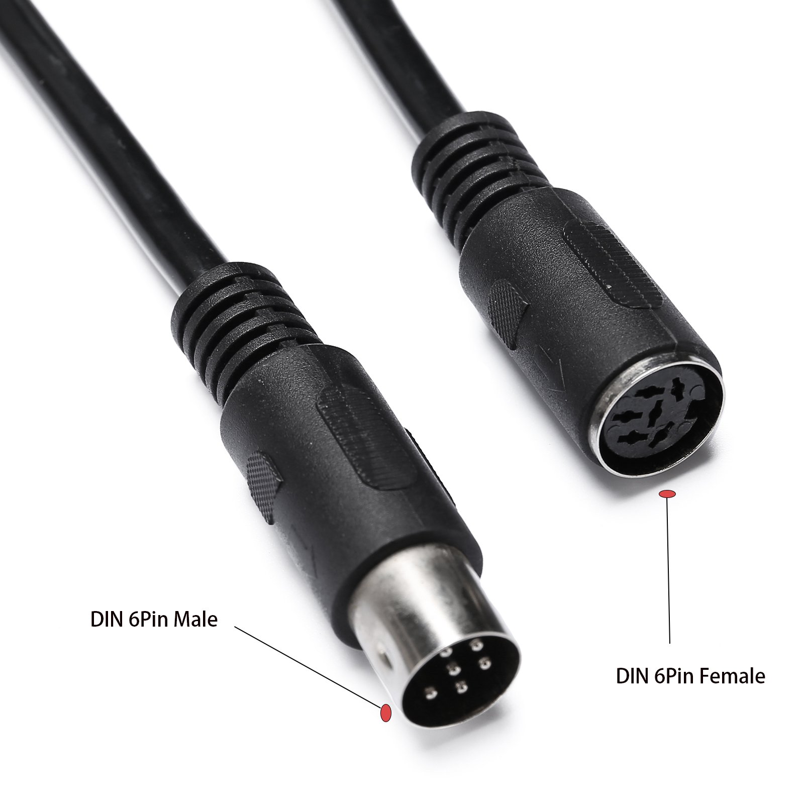 EXC DIN 6PIN Male and Female Plug Audio Video Cable Adapter Audio Socket for Digital Audio Devices Black