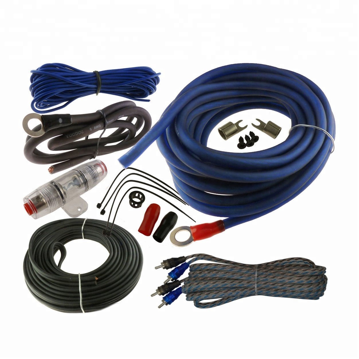 Universal Car Amplifier Kit 1500W 8GA 60AMP Wiring Fuse Holder Cable for Audio Subwoofer Vehicle Modification Parts