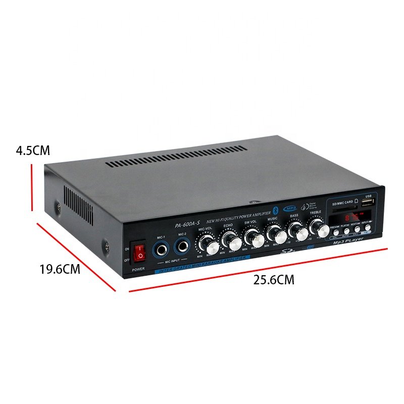 PA-600A-S 1000W Home Car Power Amplifiers 4.1 Channel BT Surround Sound FM USB Remote Control Mini HIFI Digital