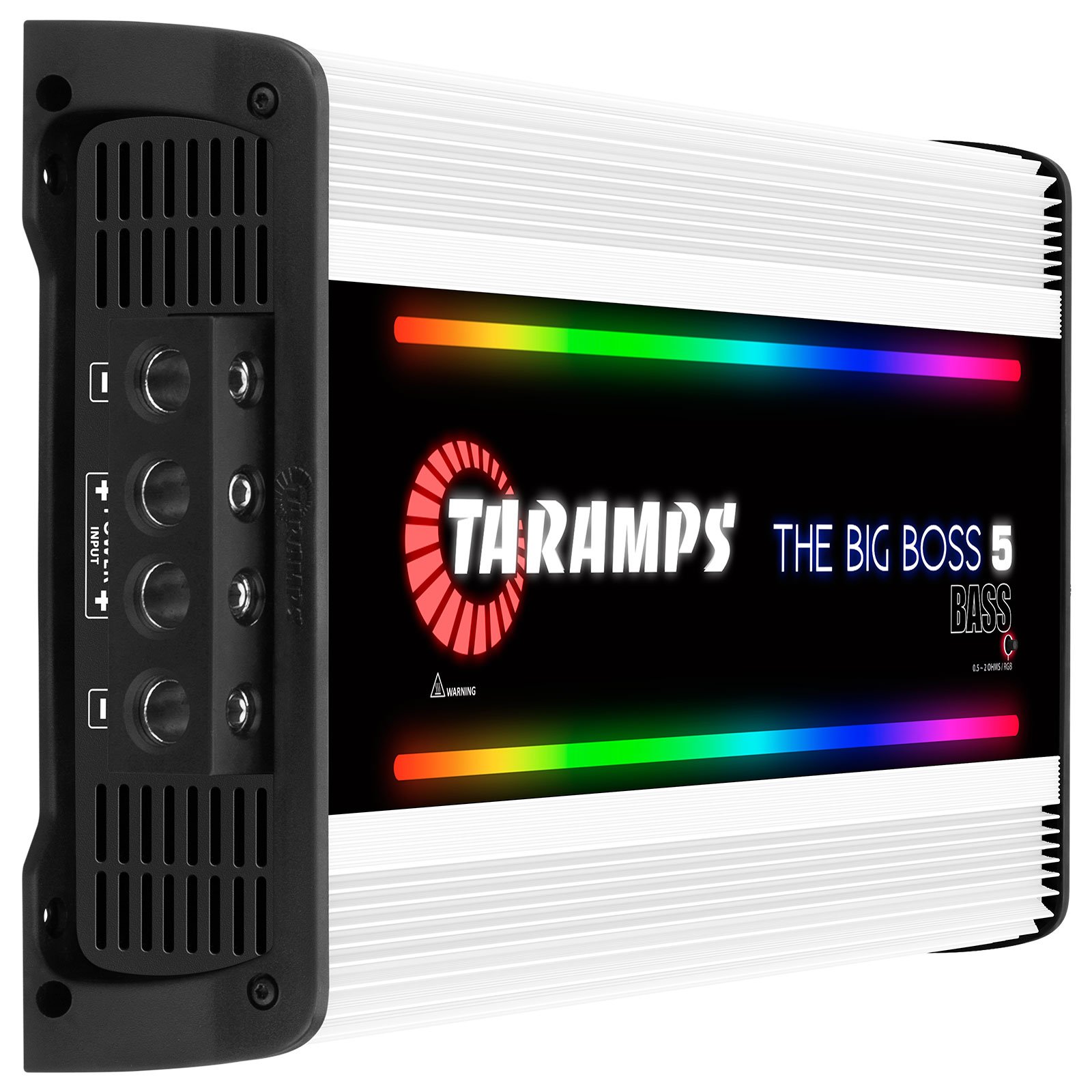 Taramps the Big Boss 5 Bass White Color Amplifier 0.5 to 2 Ohm 5000 Watts RMS 108 RGB Effects Multi Impedance Smart 5k Car Audio