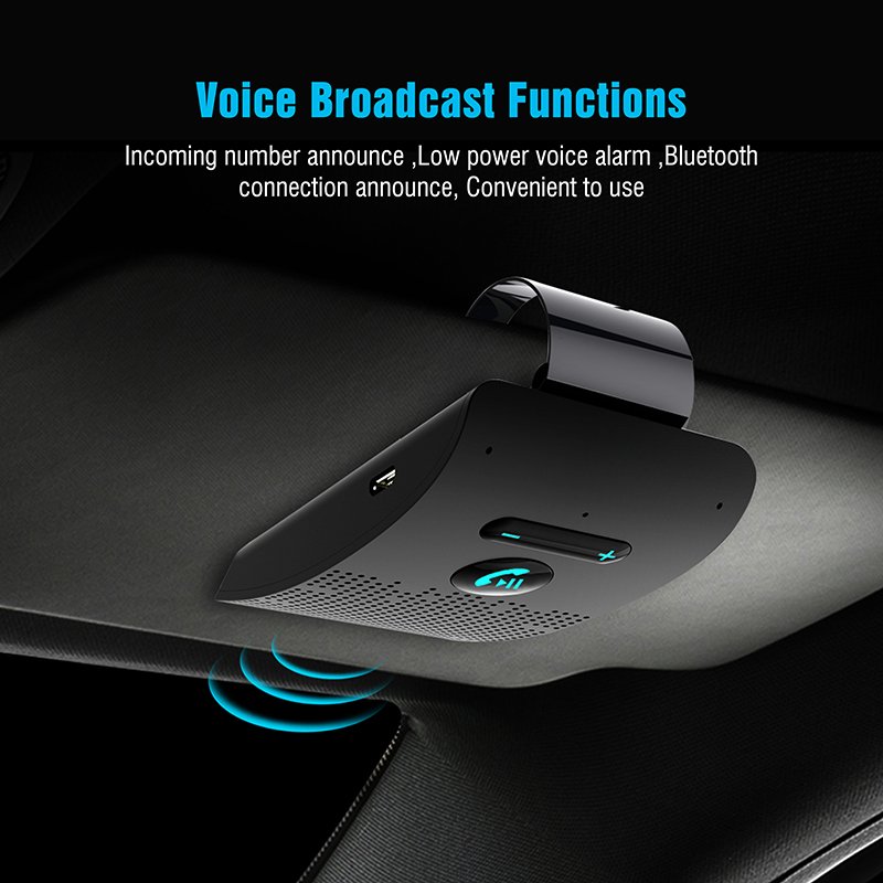 SP09 Small Sun Visor Clip Style Multipoint Speakerphone Handsfree Call Wireless Car Kit for In-Car Phone Music Car Speaker