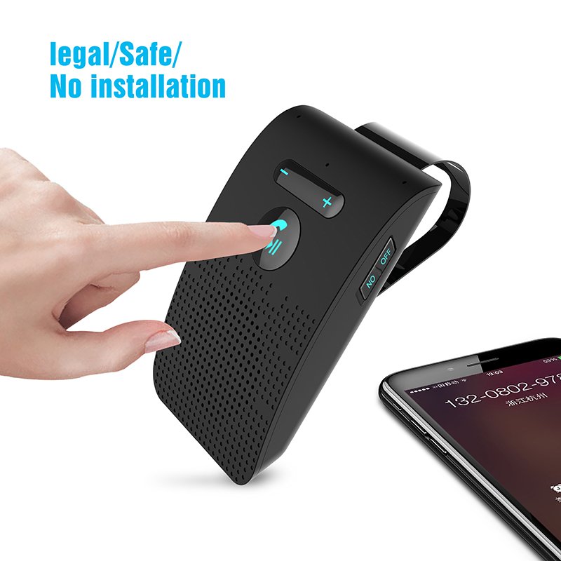 SP09 Small Sun Visor Clip Style Multipoint Speakerphone Handsfree Call Wireless Car Kit for In-Car Phone Music Car Speaker