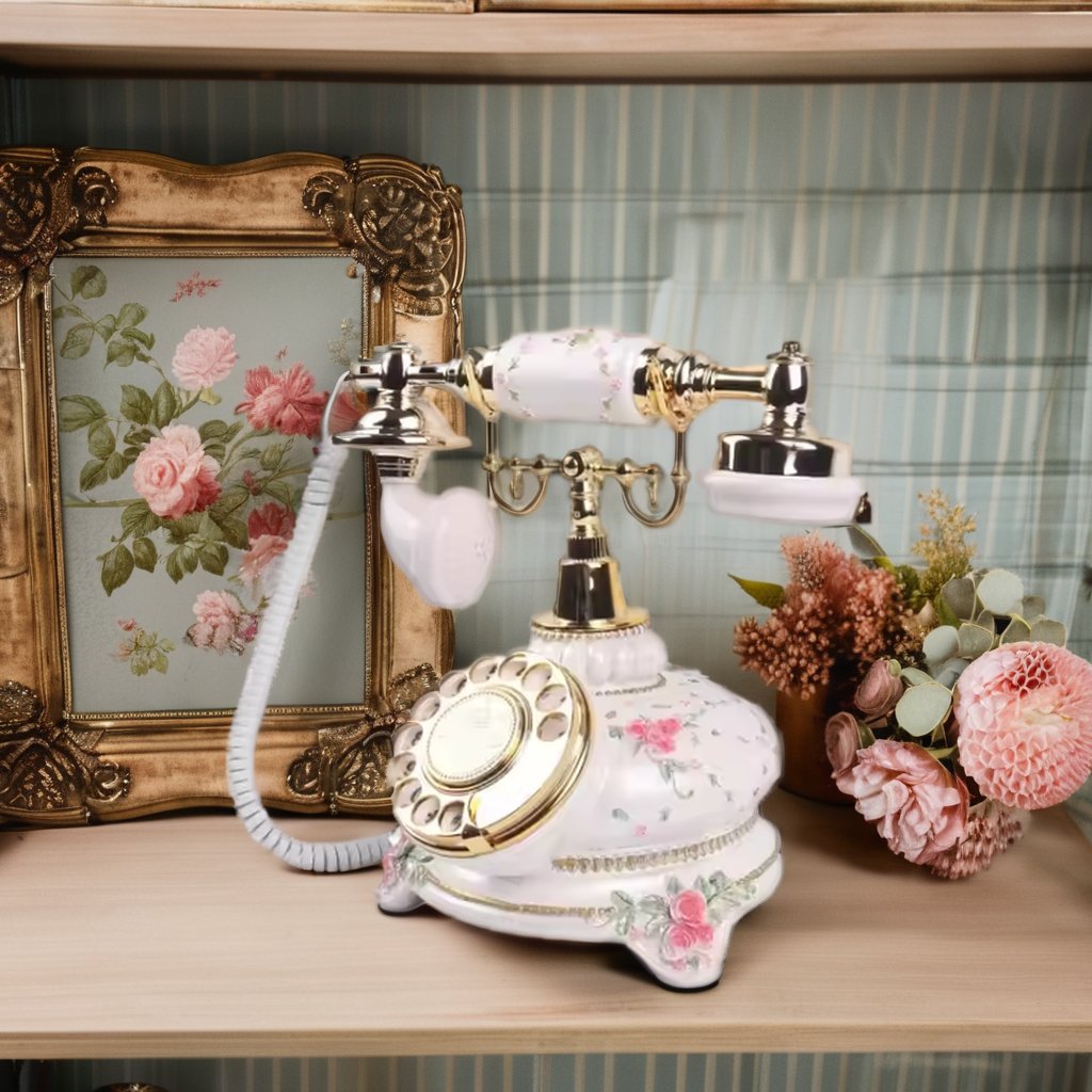 European Style Recorder Telephone Flower Decoration Audio Guestbook Message Weddings Audio Guest Book Phone for Wedding