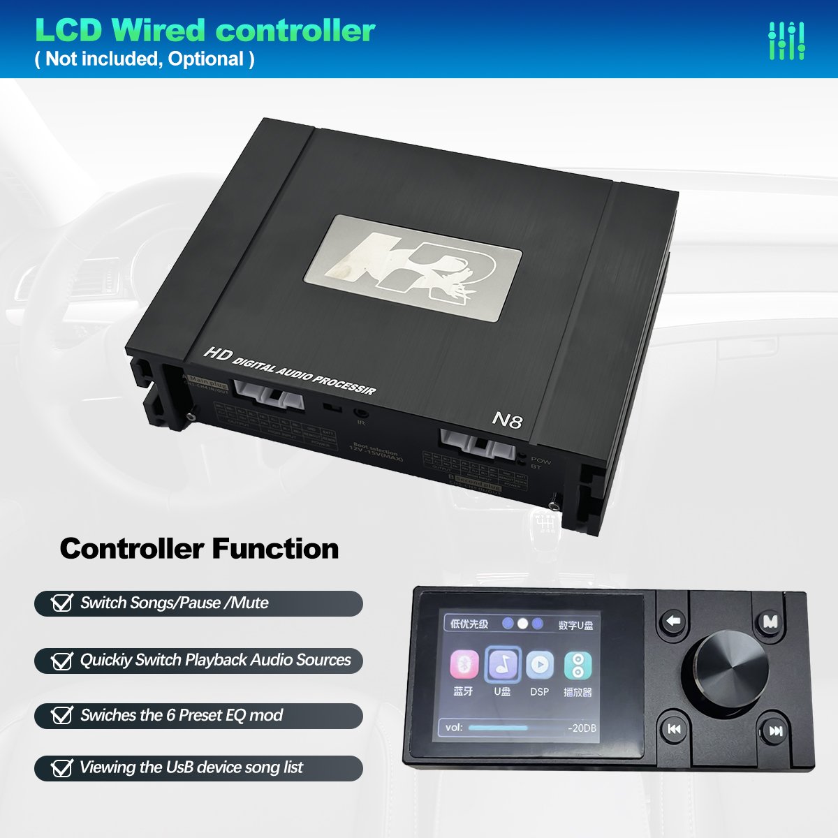 Car 8 Channel Dsp Oem Customization Sound Speakers Aluminum Housing Dsp Amplifier Speaker Audio for Car