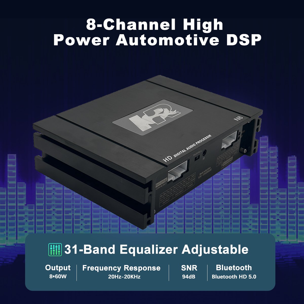 Car 8 Channel Dsp Oem Customization Sound Speakers Aluminum Housing Dsp Amplifier Speaker Audio for Car