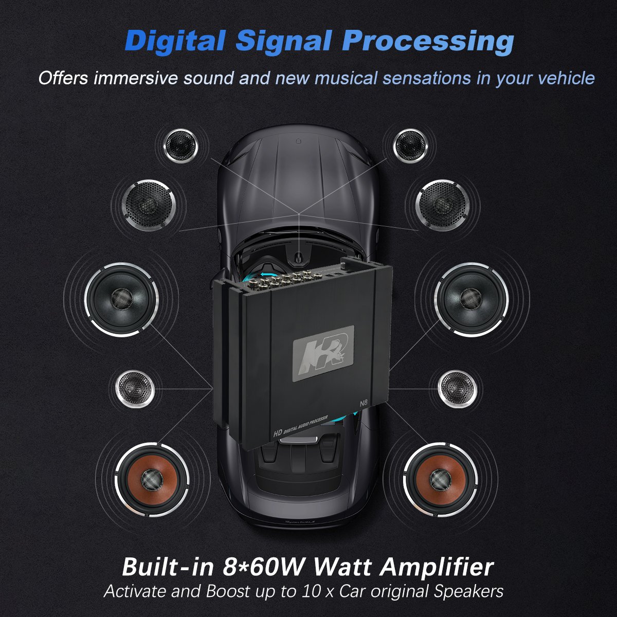 Car 8 Channel Dsp Oem Customization Sound Speakers Aluminum Housing Dsp Amplifier Speaker Audio for Car