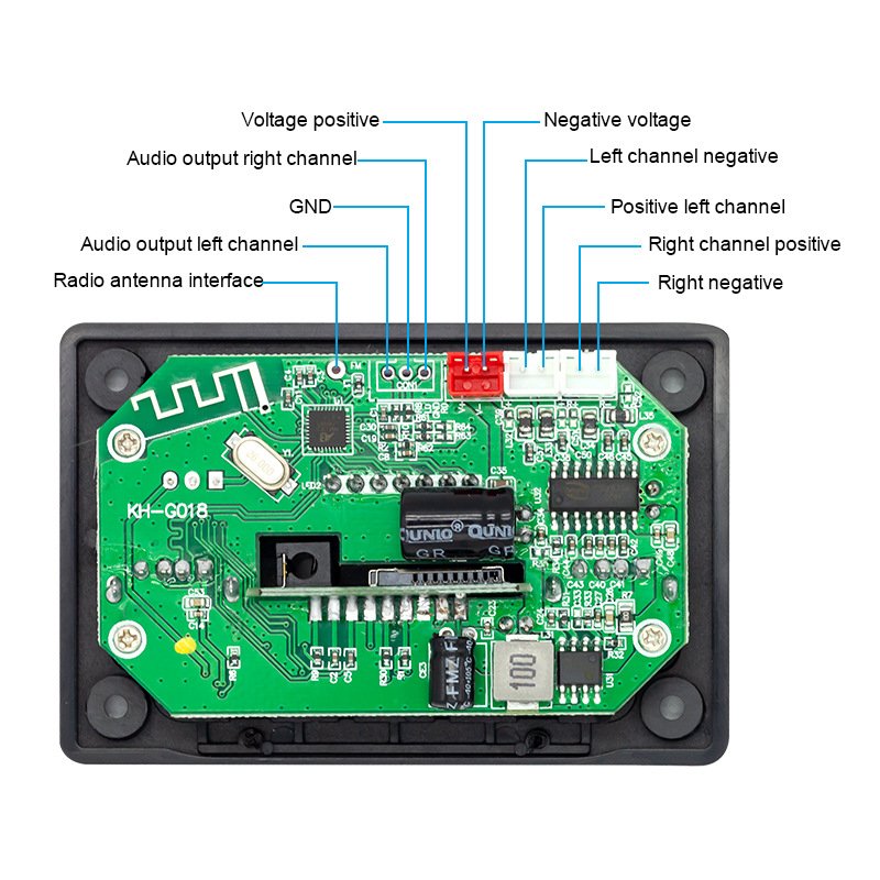 Blue. Tooth 5.0 80W Amplifier MP3 Decoder Board Wireless Car Music Player Charging Handsfree USB TF AUX FM Radio for Speaker