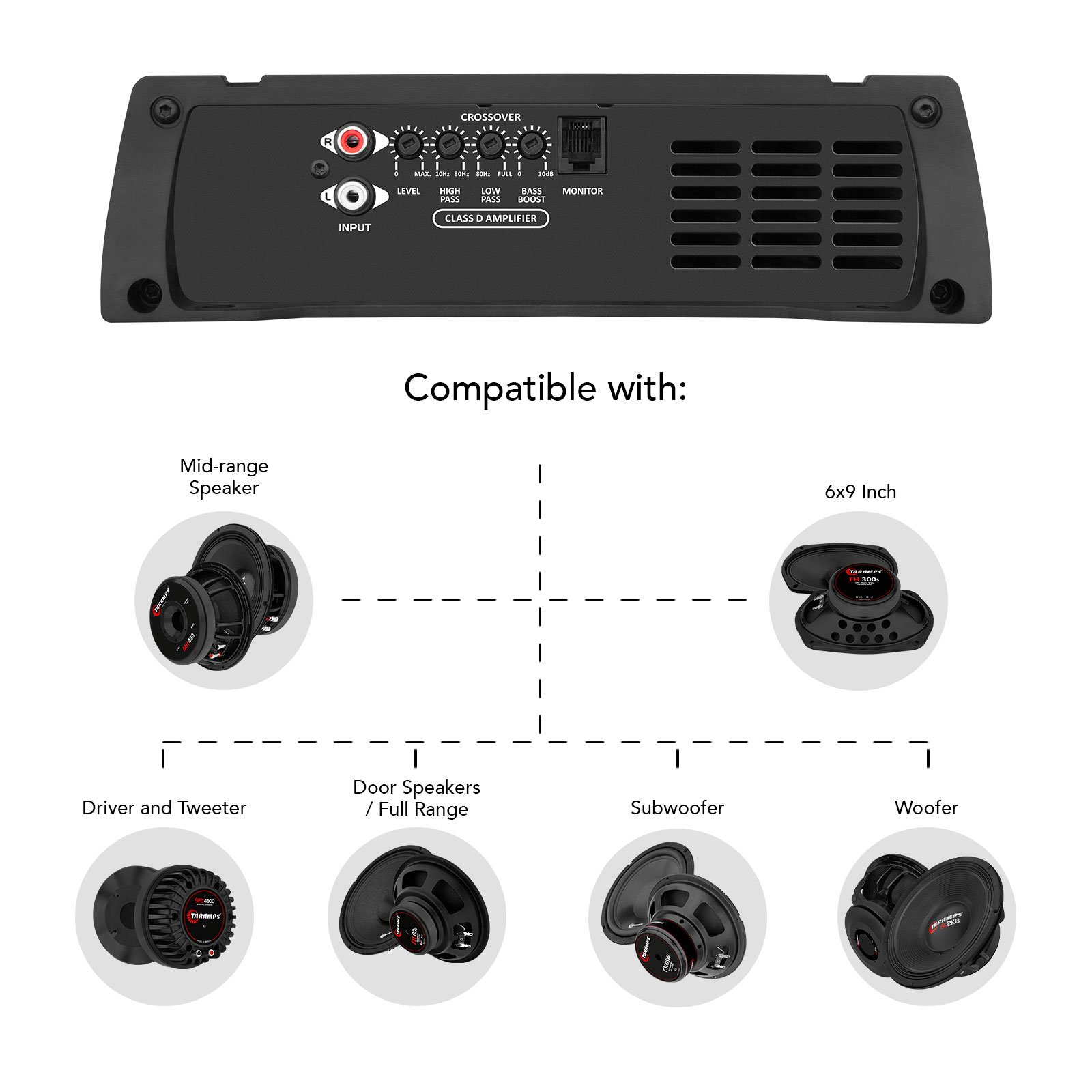 Taramps HD 2000 Digital Amplifier 2000 Watts RMS 1 2 or 4 Ohms Full Range Car Audio System Quality Monoblock Crossover Sound