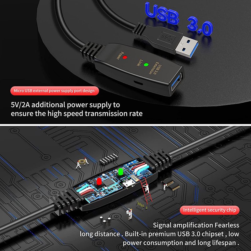USB3.0 USB 3.0 a Male to a Female Active Repeater Extension USB Cable With Built-In Chips Chipset Signal Booster Amplifier