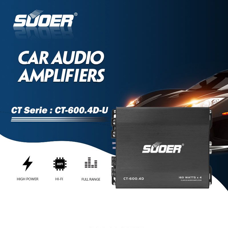 Suoer CT-600.4D-U Amplificador De Coche Full Range Car Amplifier 2 Color Black and Sliver Car Amplifier