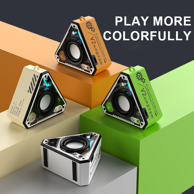 Mecha Style Speaker LED Light Karaoke Machine Outdoor Portable Wireless Speaker with Deep Bass RGB Lights TWS for Party