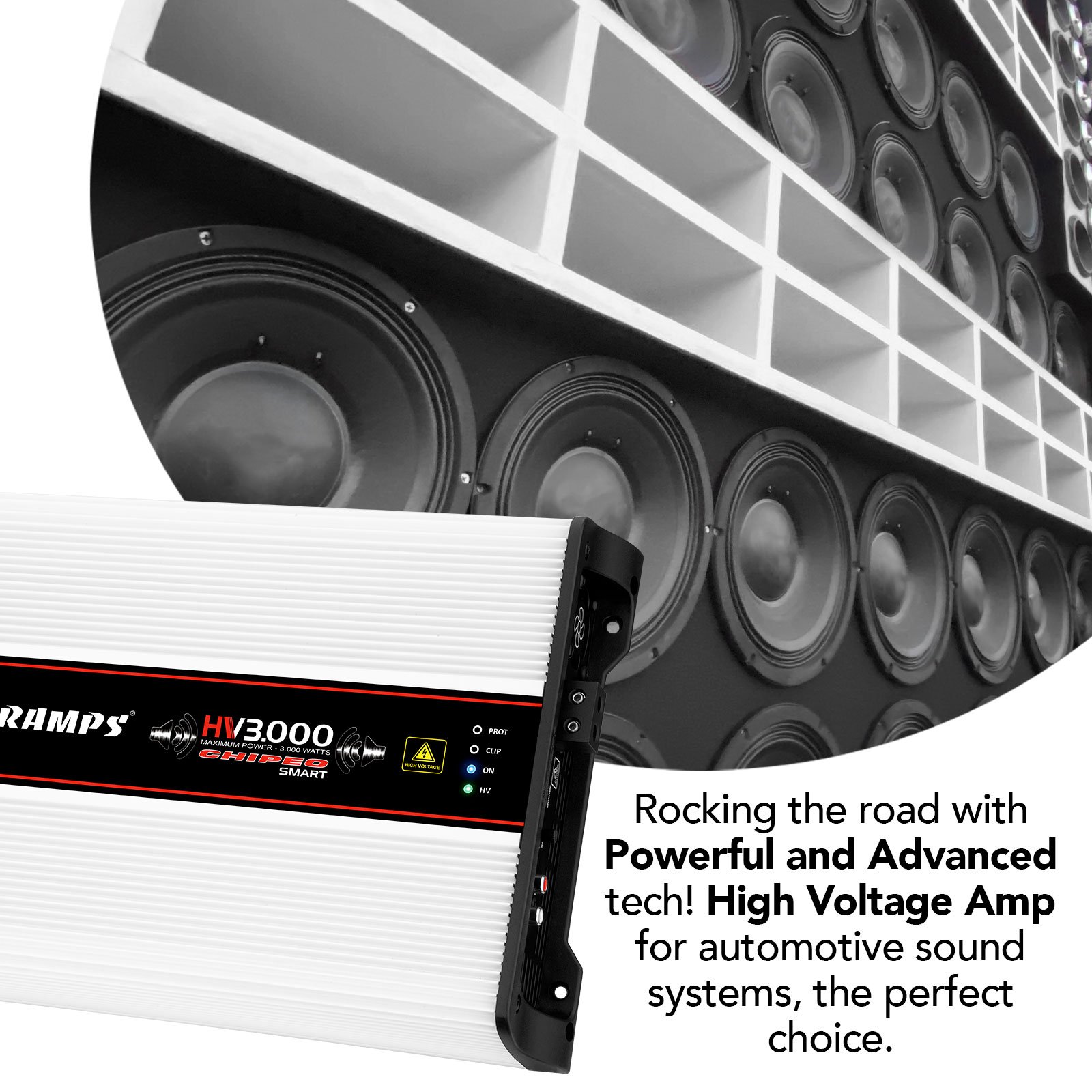 Taramps HV 3000 Chipeo 3000 Watts Rms Smart 1 to 2 Ohms Car Audio Competition 120 to 350 VDC From 10 to 24 Batteries in Series