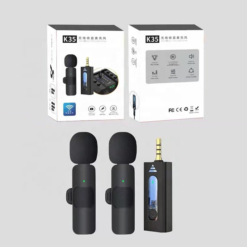 Clavax K35 Factory Clip Lavalier Collar Lapel Wireless Microphone with 3.5mm Jack for Mobile Phone Camera Vlogging Live Stream