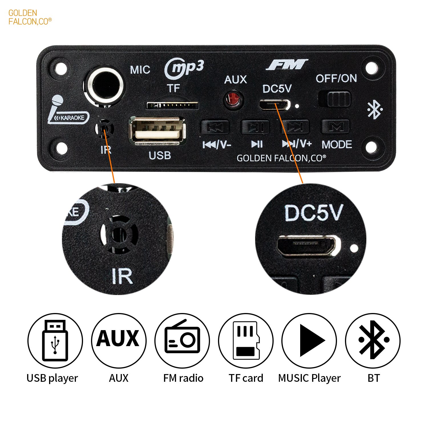 Car MP3 Player Decoder Board Receivers & Amplifiers 5V Audio MP3 Module USB BT TF FM