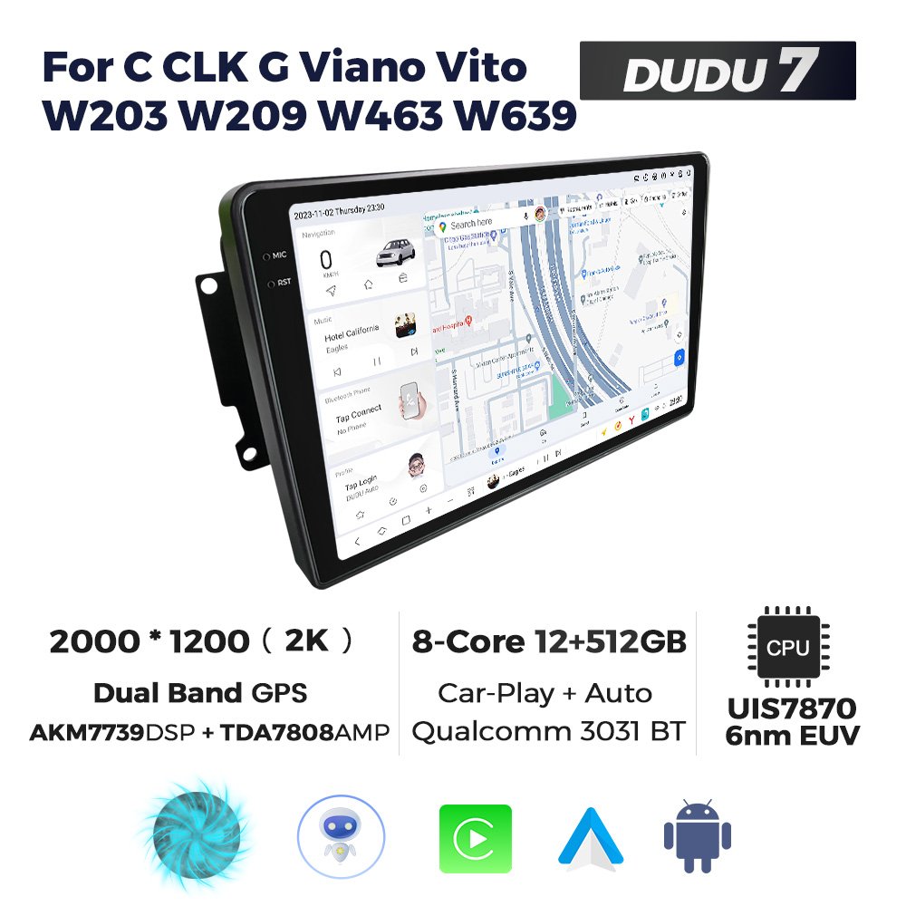 MEKEDE Android Car Video Car Stereo Car Dvd DUDU 2K Touch Screen12+512GBTDA7708 RADIO for BENZ C-CLK G VIANO VITO