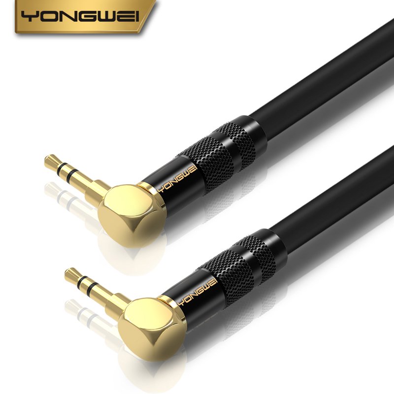 YONGWEI 3.5mm Straight to Curved Audio Cable AUX Car Male to Male Mobile Phone Computer Speaker Headset Audio Extension Cable