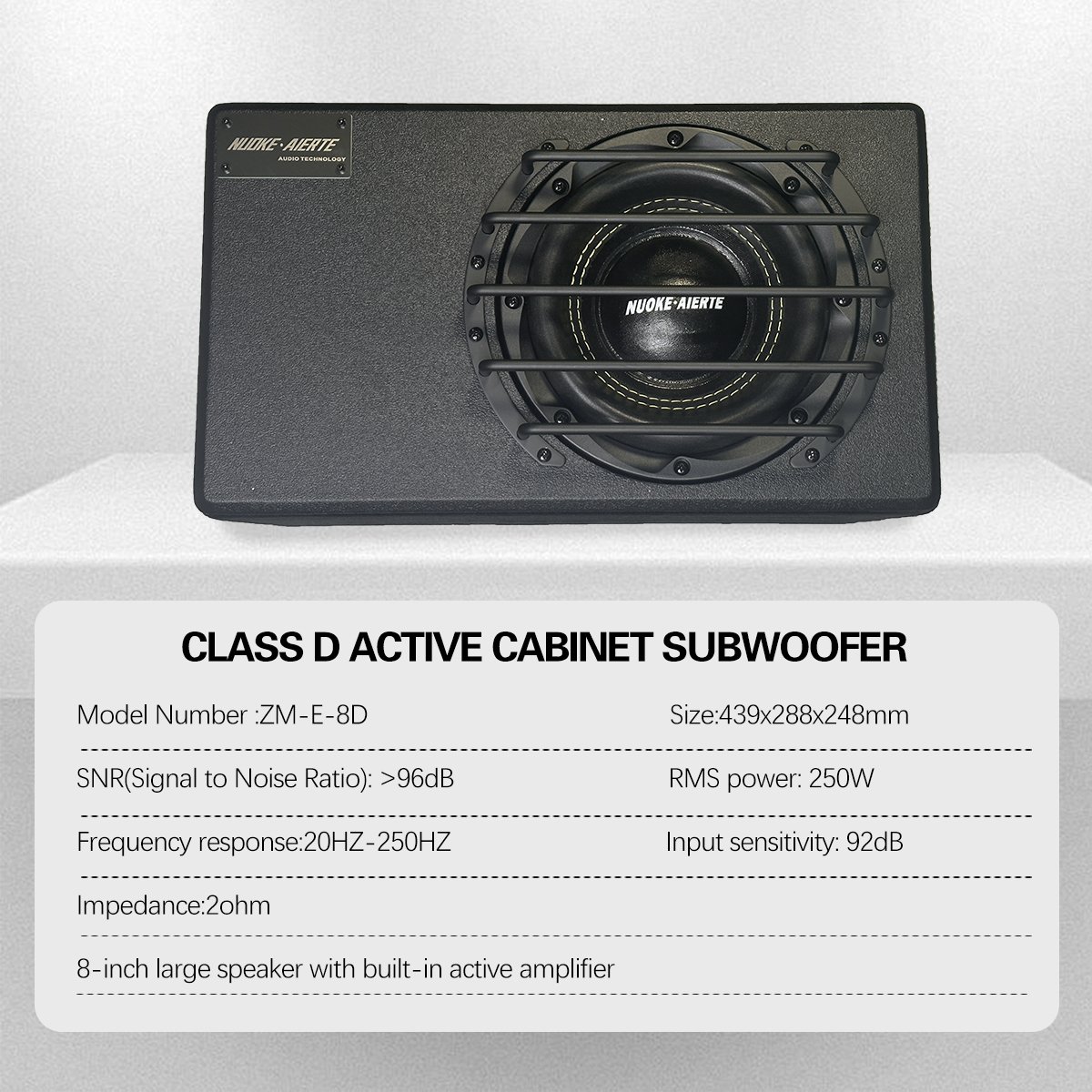 High Performance Car Active Full Audio Sound Subwoofer Box Portable 8 Inch Built-in Amplifier Active Subwoofer Box