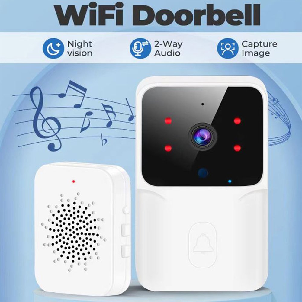Wifi Doorbell Camera Night Vision Wireless Video Doorbell Chime 2-Way Audio APP Notification Rechargeable Voice Accessory